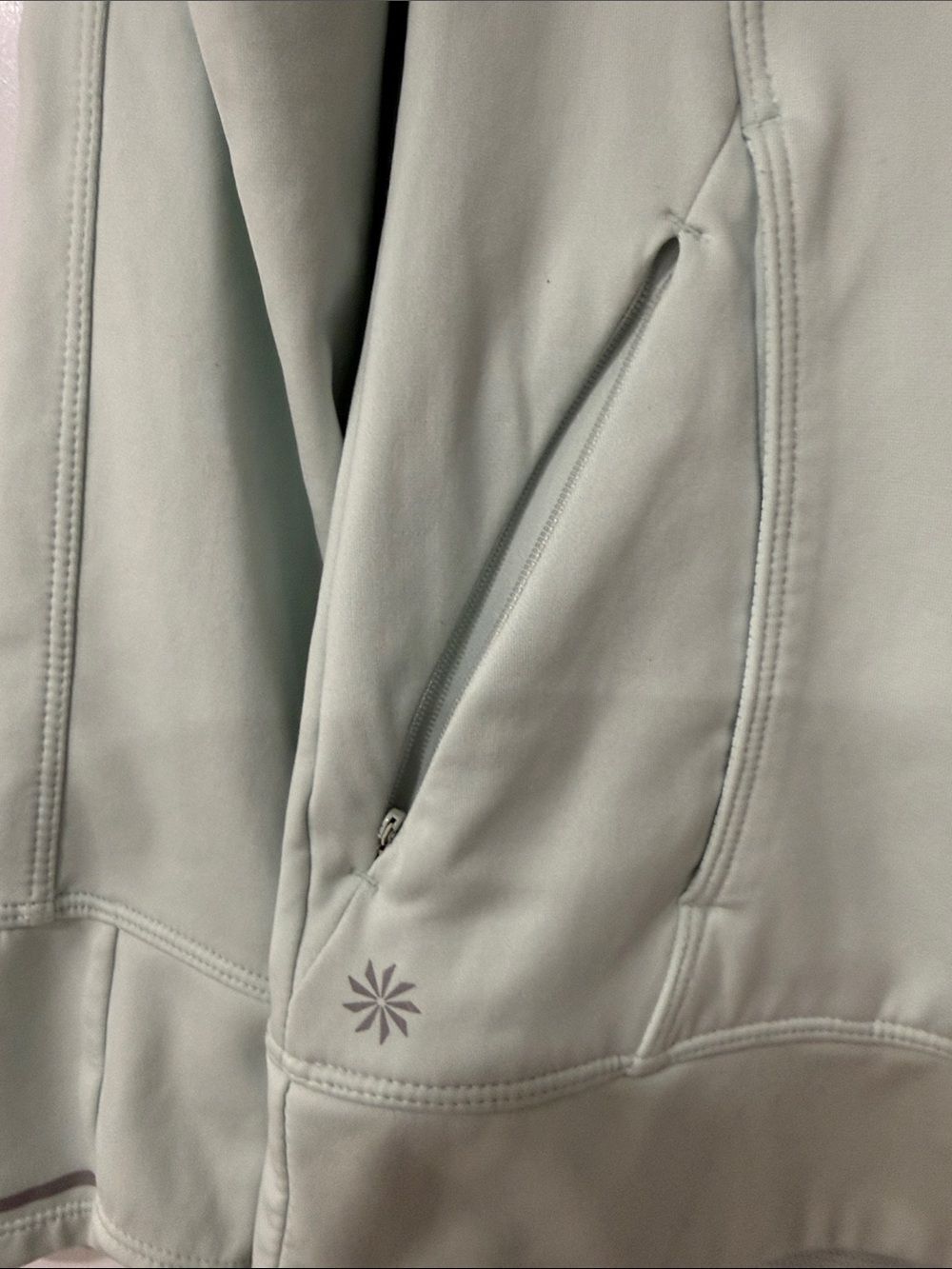 Athleta Sz Small Light Mint Hoodie Polyester Pullover Sweatshirt Kangaroo Pocket - Picture 4 of 14